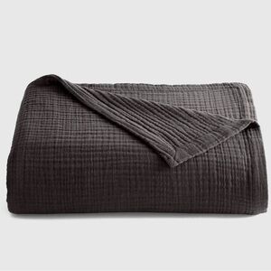 NWOT QUINCE Organic Cotton Gauze Bed Blanket - Charcoal - Full/Queen
